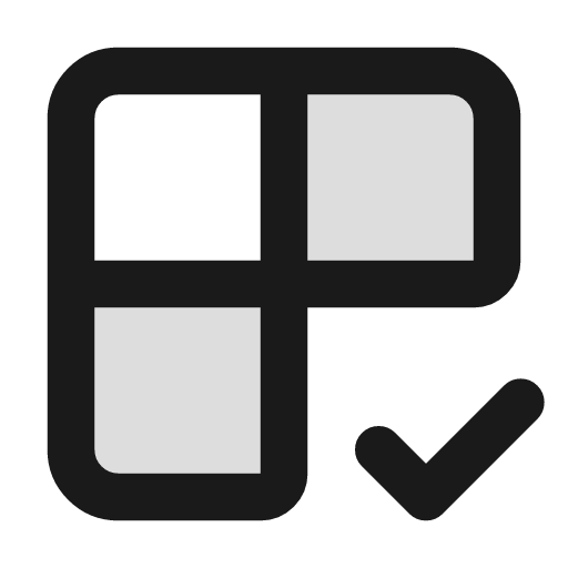 Grid 2x2 check duotone icon, two-tone style, from Lucide Extended