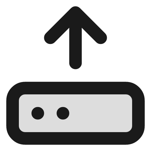 Hard drive upload duotone icon, two-tone style, from Lucide Extended