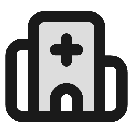 Hospital duotone icon, two-tone style, from Lucide Extended