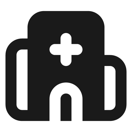 Hospital filled icon, filled style, from Lucide Extended