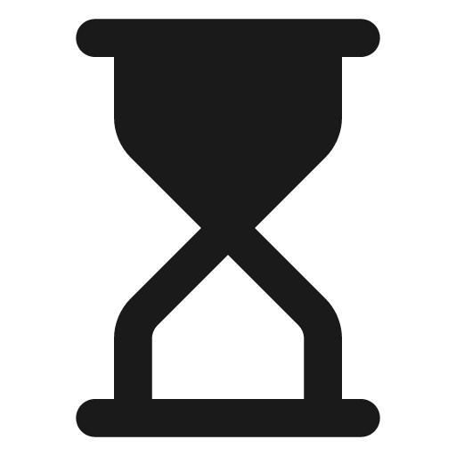 Hourglass filled icon, filled style, from Lucide Extended