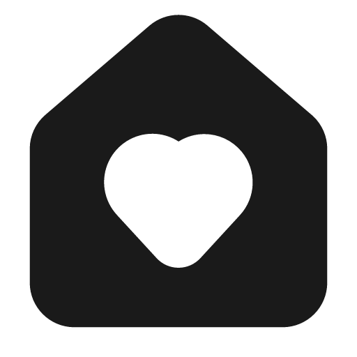 House heart filled icon, filled style, from Lucide Extended