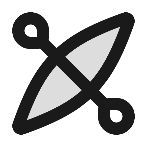 Kayak duotone icon, two-tone style, from Lucide Extended