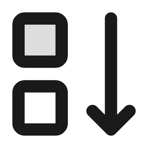 Layout arrow down duotone icon, two-tone style, from Lucide Extended