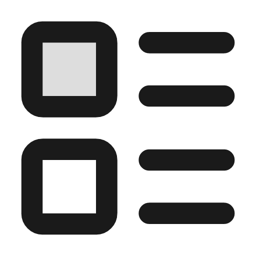 Layout list duotone icon, two-tone style, from Lucide Extended