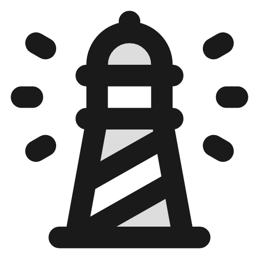 Lighthouse duotone icon, two-tone style, from Lucide Extended