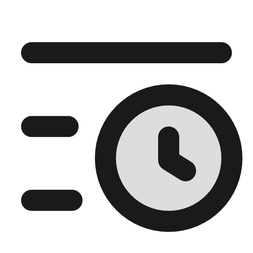 List clock duotone icon, two-tone style, from Lucide Extended
