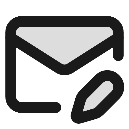 Mail pen duotone icon, two-tone style, from Lucide Extended
