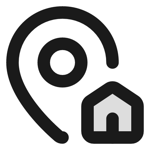Map pin house duotone icon, two-tone style, from Lucide Extended