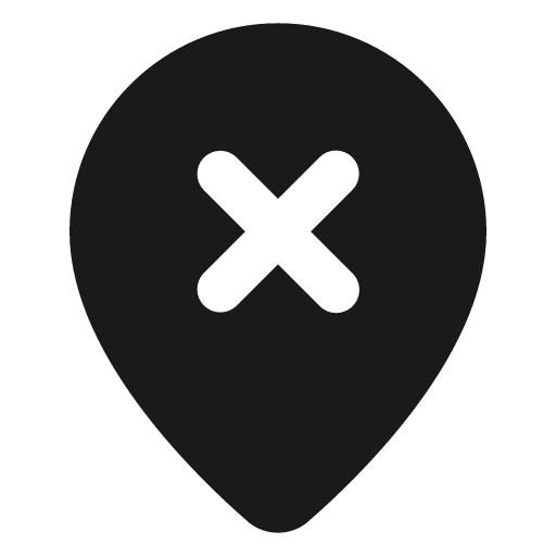 Map pin x inside filled icon, filled style, from Lucide Extended