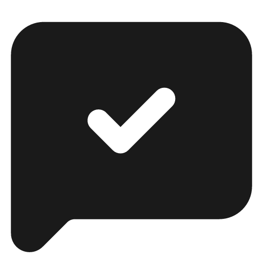 Message square check filled icon, filled style, from Lucide Extended