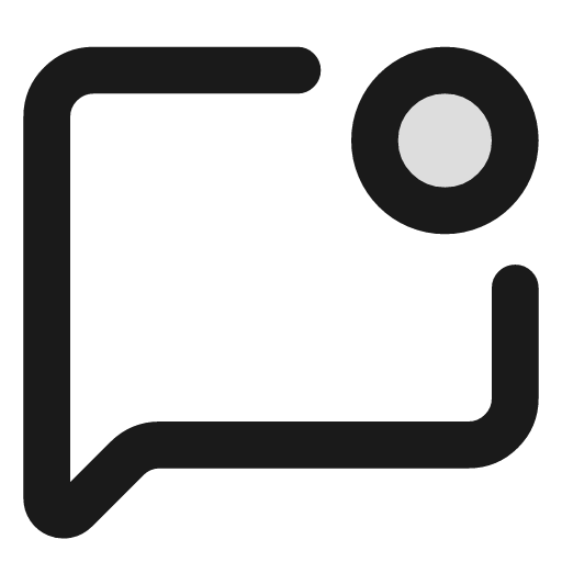 Message square dot duotone icon, two-tone style, from Lucide Extended