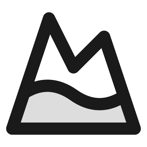 Mountain snow duotone icon, two-tone style, from Lucide Extended