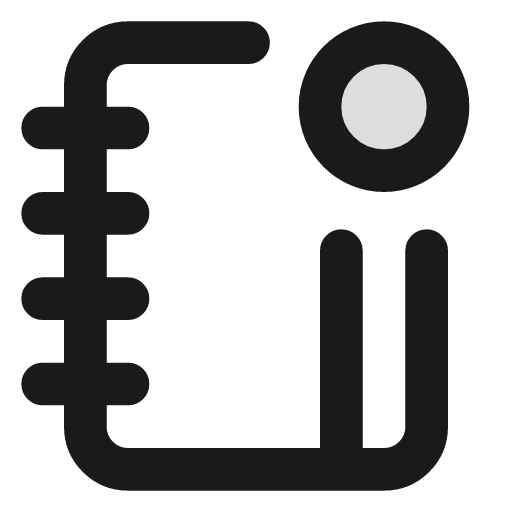 Notebook dot duotone icon, two-tone style, from Lucide Extended