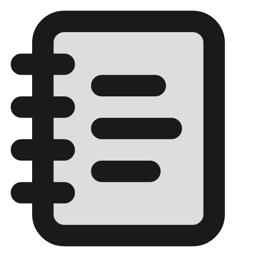 Notebook text duotone icon, two-tone style, from Lucide Extended