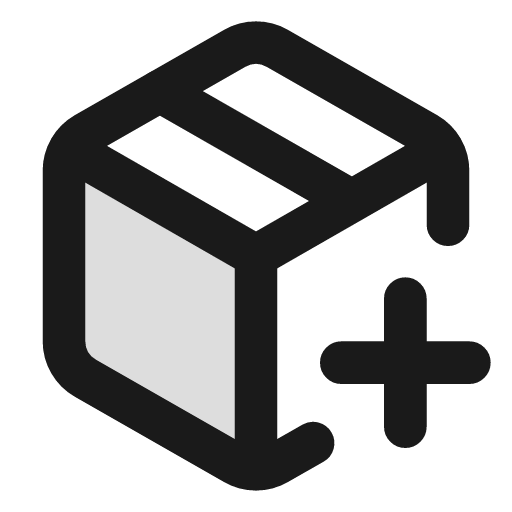 Package plus duotone icon, two-tone style, from Lucide Extended