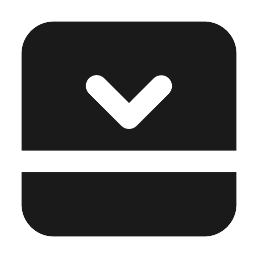 Panel bottom close filled icon, filled style, from Lucide Extended
