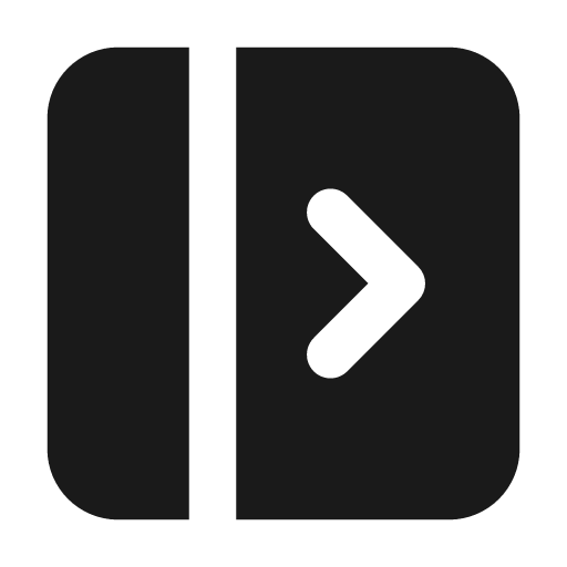 Panel left open filled icon, filled style, from Lucide Extended