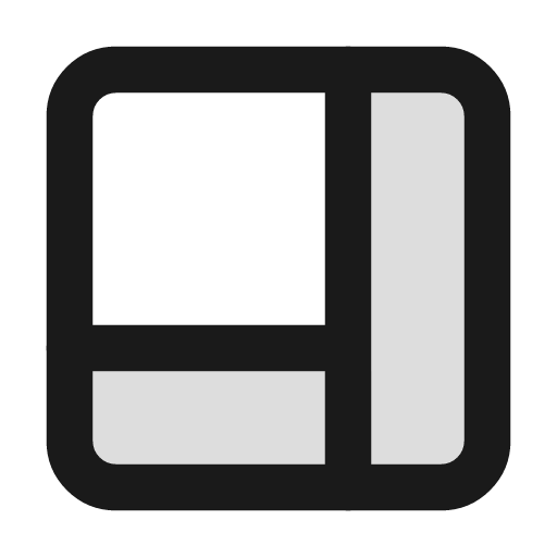 Panels right bottom duotone icon, two-tone style, from Lucide Extended