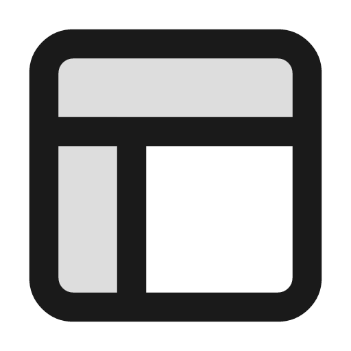 Panels top left duotone icon, two-tone style, from Lucide Extended