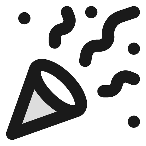 Party popper duotone icon, two-tone style, from Lucide Extended