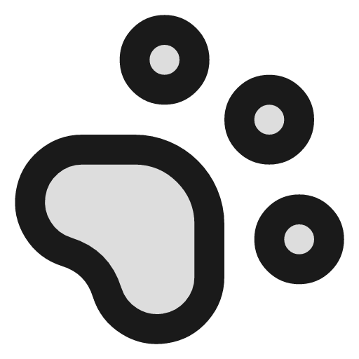 Paw print duotone icon, two-tone style, from Lucide Extended