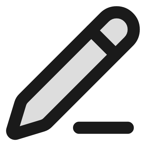 Pencil line duotone icon, two-tone style, from Lucide Extended
