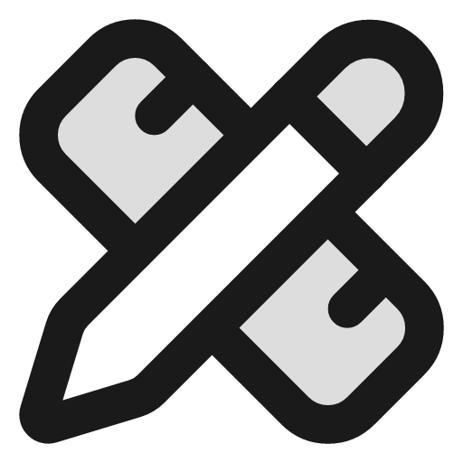 Pencil ruler duotone icon, two-tone style, from Lucide Extended