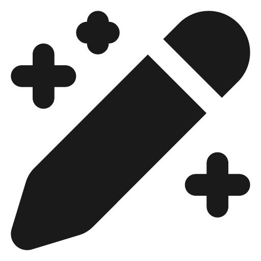 Pencil sparkles filled icon, filled style, from Lucide Extended
