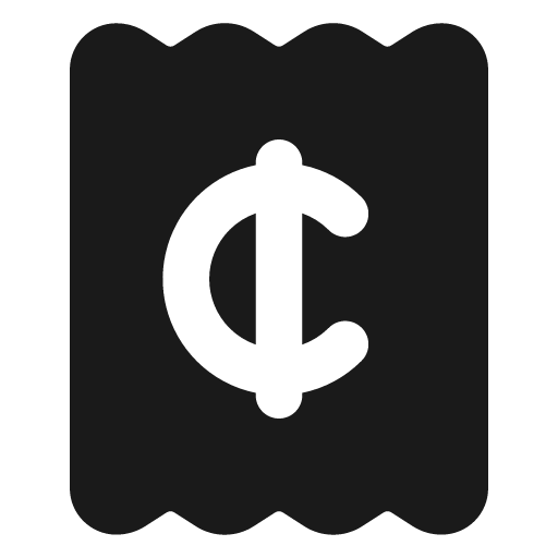 Receipt cent filled icon, filled style, from Lucide Extended