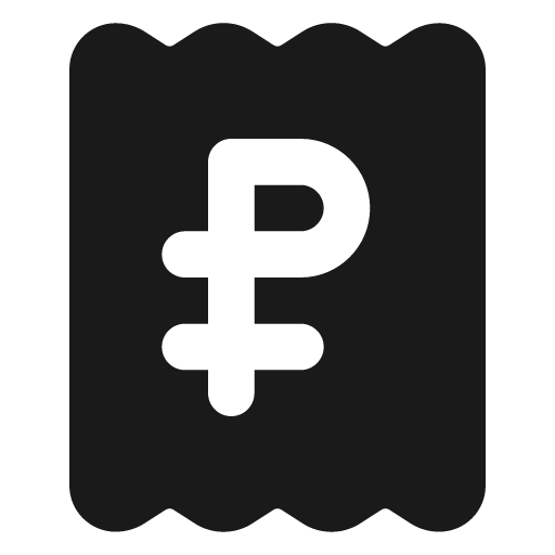 Receipt russian ruble filled icon, filled style, from Lucide Extended