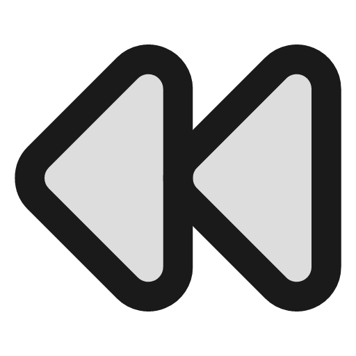Rewind duotone icon, two-tone style, from Lucide Extended