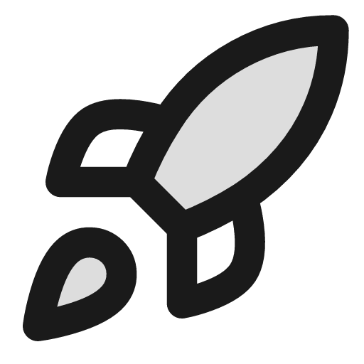 Rocket duotone icon, two-tone style, from Lucide Extended
