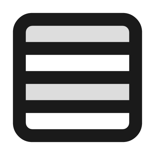 Rows 4 duotone icon, two-tone style, from Lucide Extended