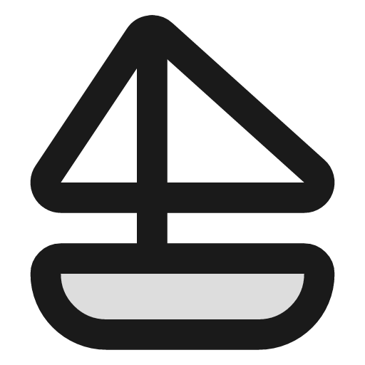 Sailboat duotone icon, two-tone style, from Lucide Extended