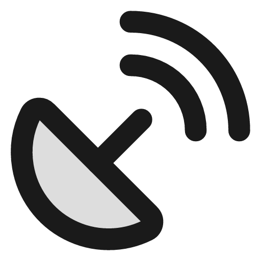 Satellite dish duotone icon, two-tone style, from Lucide Extended