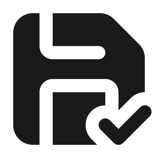 Save check filled icon, filled style, from Lucide Extended