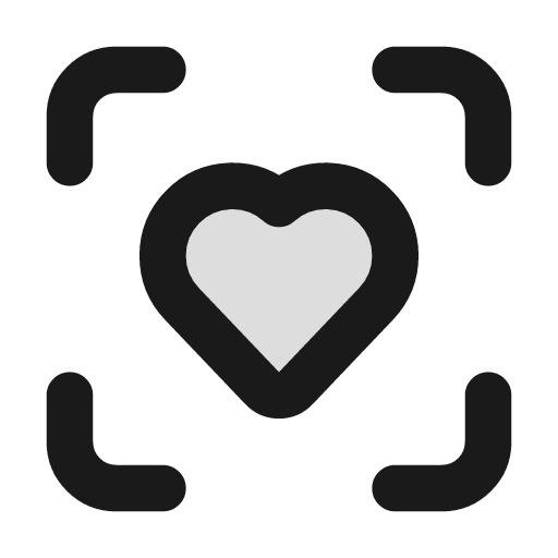 Scan heart duotone icon, two-tone style, from Lucide Extended