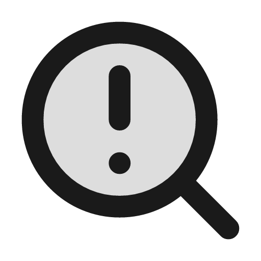 Search alert duotone icon, two-tone style, from Lucide Extended
