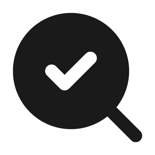 Search check filled icon, filled style, from Lucide Extended