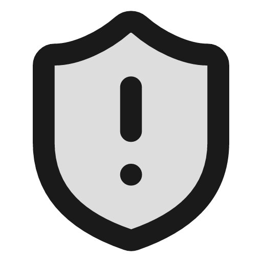 Shield alert duotone icon, two-tone style, from Lucide Extended
