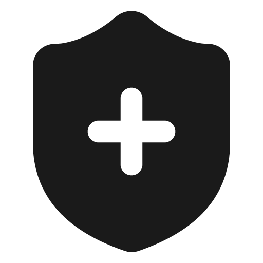 Shield plus filled icon, filled style, from Lucide Extended