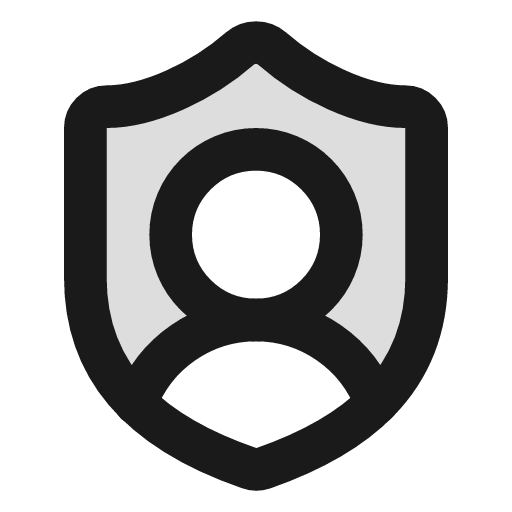 Shield user duotone icon, two-tone style, from Lucide Extended