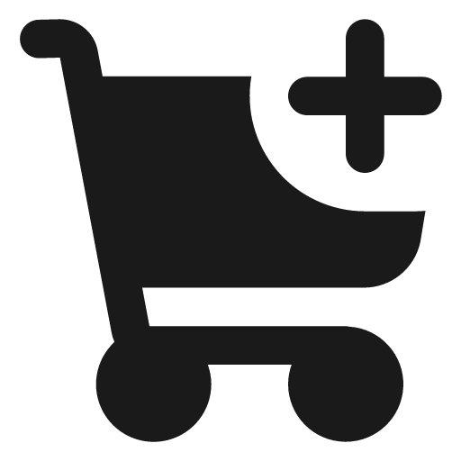 Shopping cart plus filled icon, filled style, from Lucide Extended