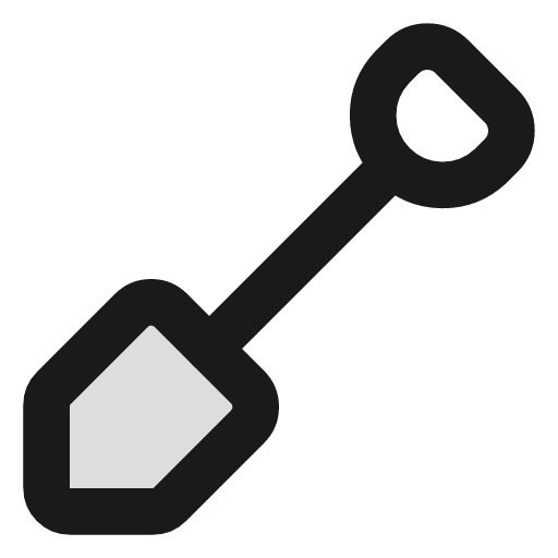 Shovel duotone icon, two-tone style, from Lucide Extended