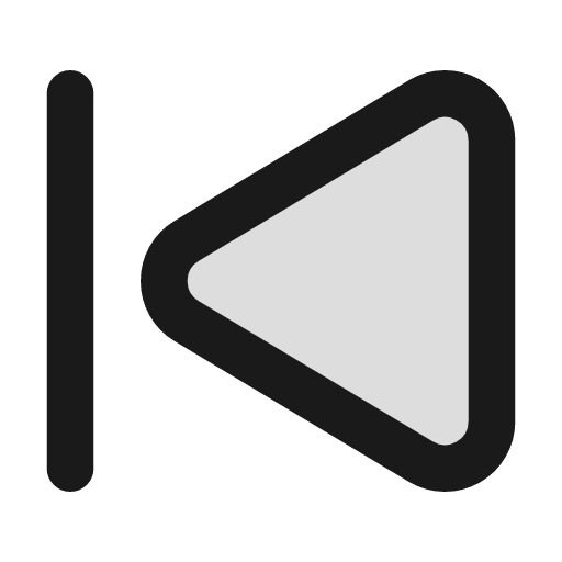 Skip back duotone icon, two-tone style, from Lucide Extended
