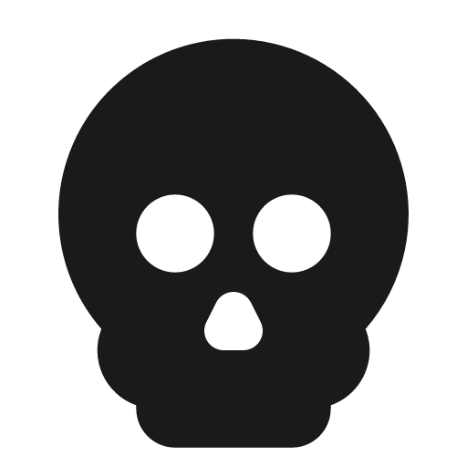 Skull filled icon, filled style, from Lucide Extended