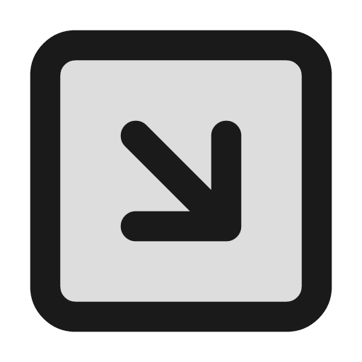 Square arrow down right duotone icon, two-tone style, from Lucide Extended