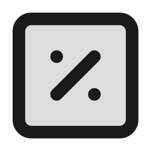 Square percent duotone icon, two-tone style, from Lucide Extended