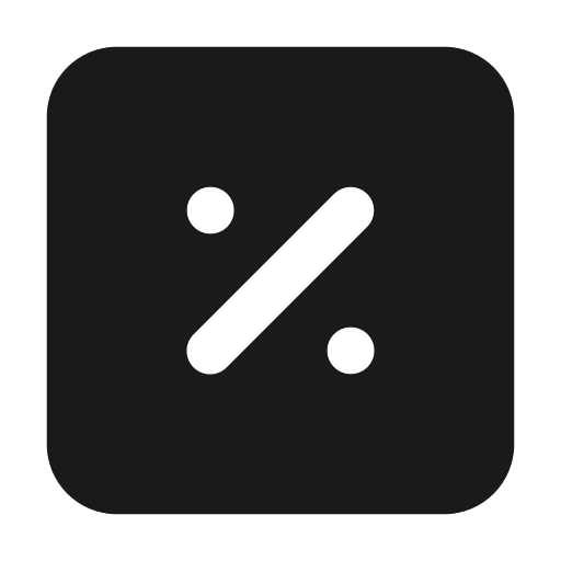 Square percent filled icon, filled style, from Lucide Extended